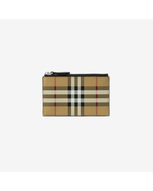 Burberry Green Check Zip Card Case for men
