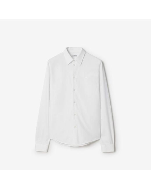 Burberry White Regular Fit Cotton Poplin Shirt for men