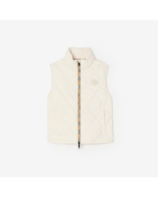 Burberry White Packable Quilted Nylon Cheswick Gilet