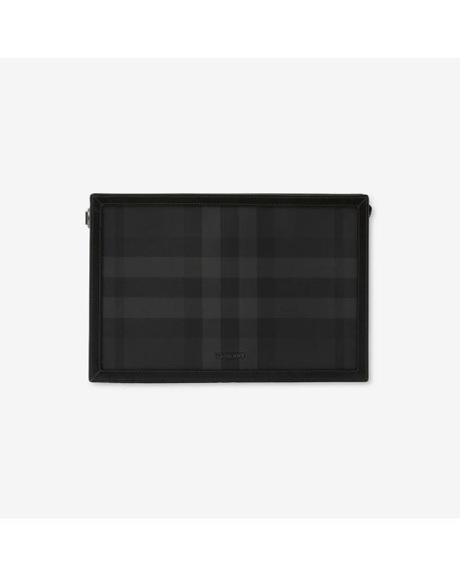 Burberry Black Check Zip Pouch for men