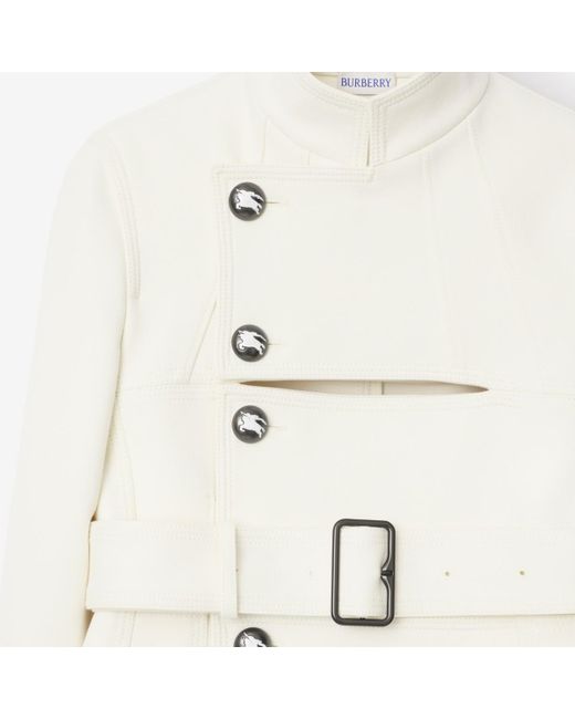 Burberry White Stretch Cotton Blend Tailored Jacket