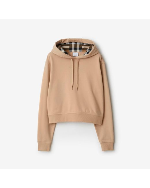 Burberry Natural Cropped Cotton Hoodie