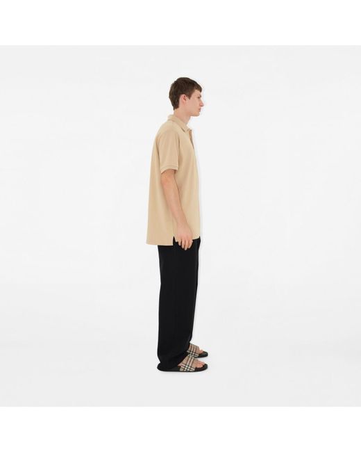 Burberry Natural Winslow Polo Shirt In Organic Piqué With Ekd for men