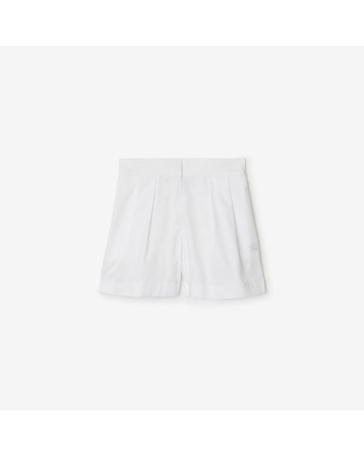 Burberry White Ekd Pleated Cotton Shorts