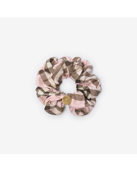 Burberry Pink Check Silk Scrunchie