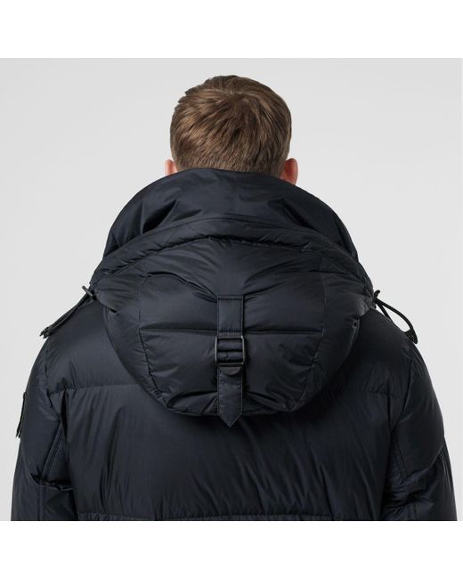 burberry logo detail hooded puffer coat