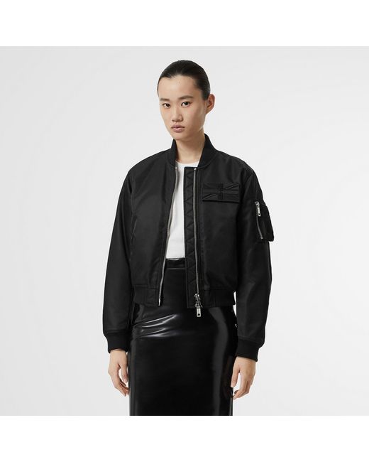 Burberry Union Jack Motif Nylon Bomber Jacket in Black Lyst UK