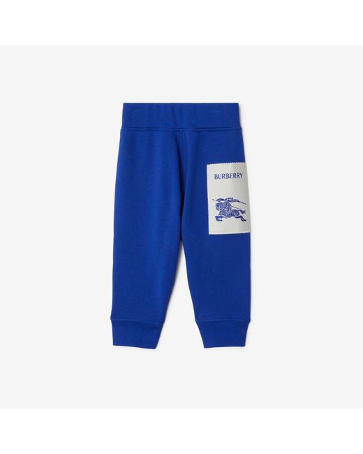 Burberry Blue Ekd Cotton Jogging Pants for men