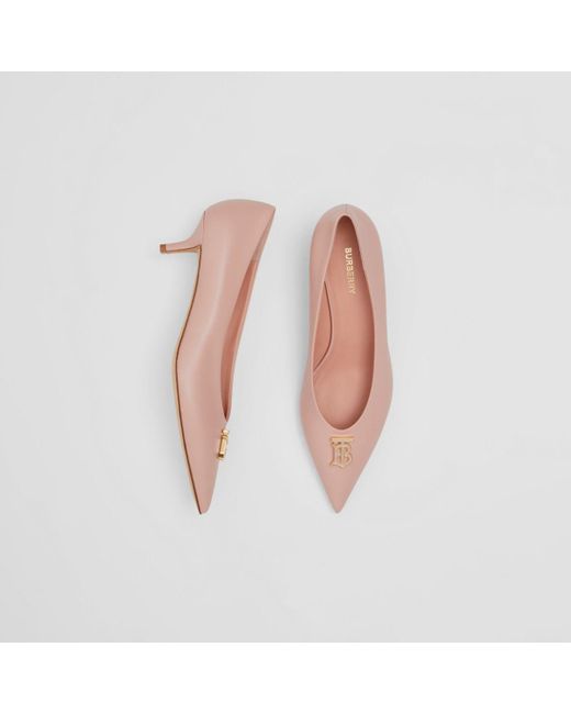 Burberry Monogram Motif Leather Point-toe Pumps in Pink | Lyst