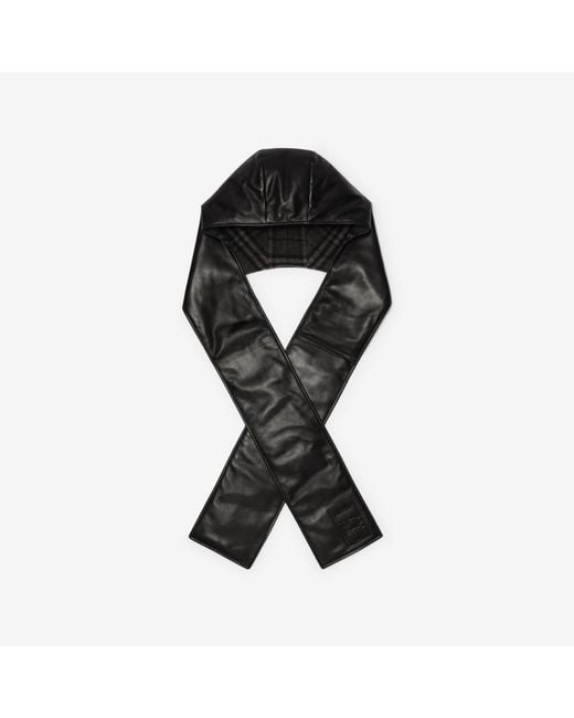 Burberry Black Leather Hooded Scarf