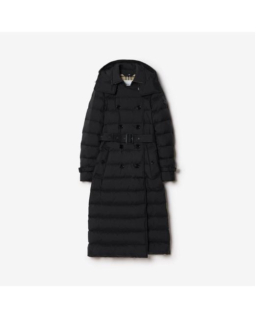 Burberry Black Long Nylon Audley Puffer Coat