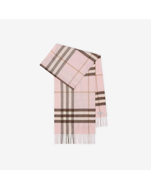 Check Cashmere Scarf Burberry en coloris Pink