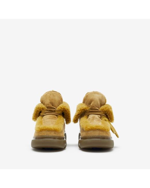 Burberry Shearling Creeper High Shoes in Yellow Lyst