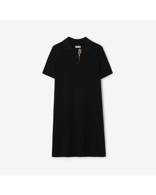 Burberry Black Wool Polo Shirt Dress