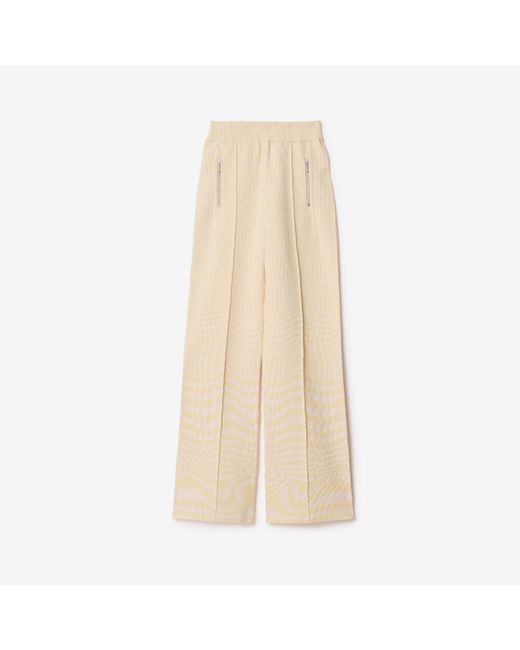 Burberry Natural Warped Houndstooth Wool Blend Trousers