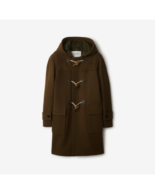 Burberry Wool Cashmere Duffle Coat in Green for Men | Lyst