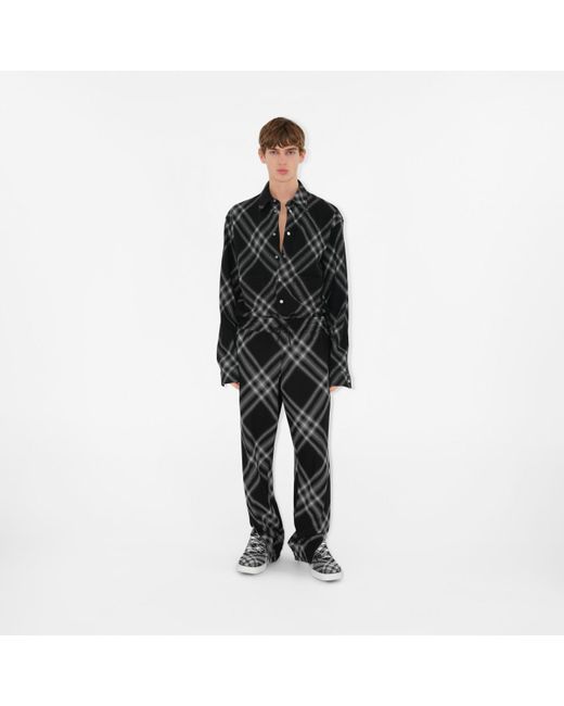 Burberry Black Check Knit Box Sneakers for men