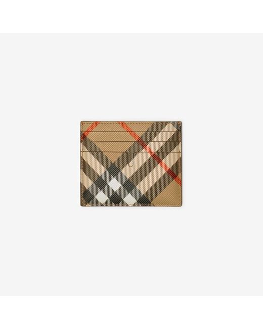 Burberry Natural Tall Check Card Case for men