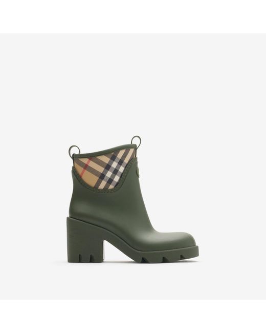 Burberry Green Rubber Marsh Stamp Heeled Low Boots​
