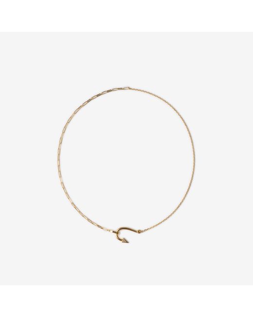 Burberry Metallic Gold-plated Hook Pavé Necklace