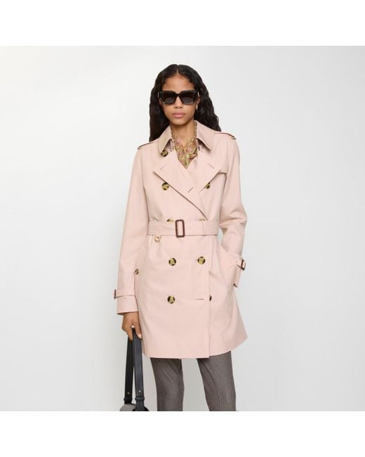 Burberry Pink Short Tropical Gabardine Kensington Trench Coat