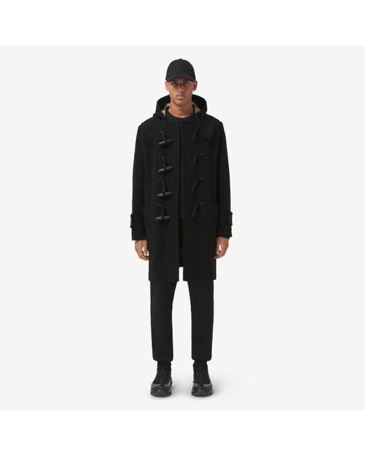 Burberry Wool Blend Duffle Coat in Black for Men | Lyst