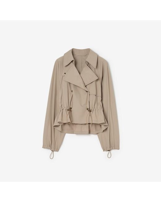 Burberry Women's Natural Detachable Hood Stretch Nylon Jacket