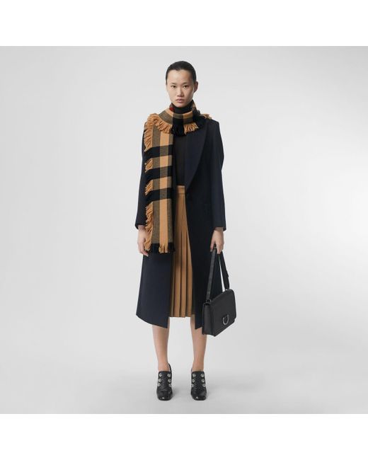 Burberry wool check scarf with fringe hotsell