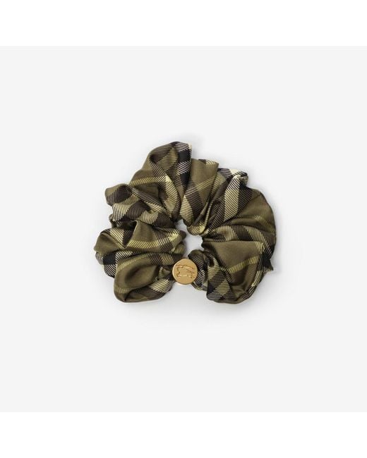 Burberry Green Check Silk Scrunchie