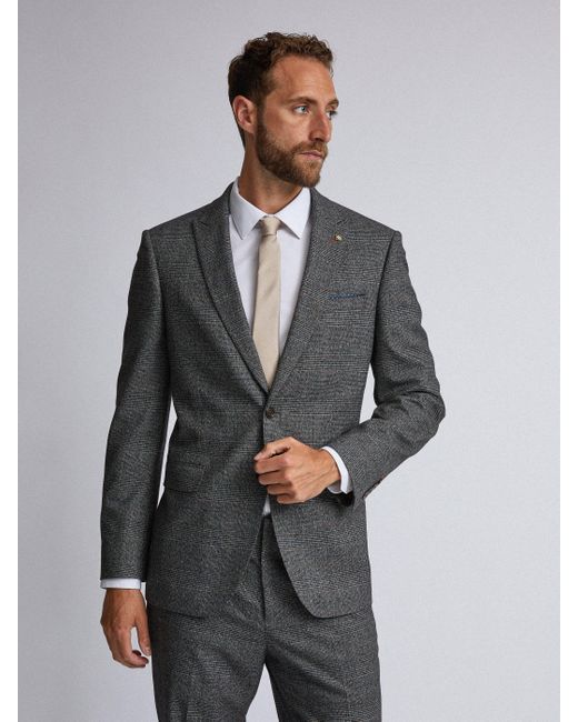 Burton Synthetic Grey And Camel Highlight Tailored Fit Check