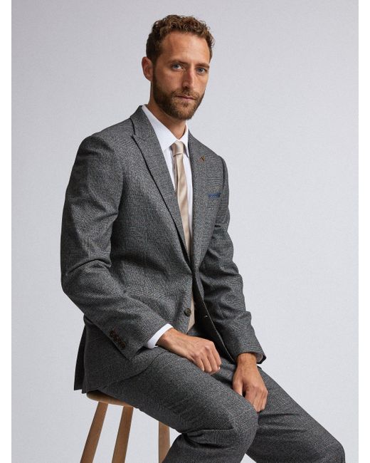 Burton Synthetic Grey And Camel Highlight Tailored Fit Check