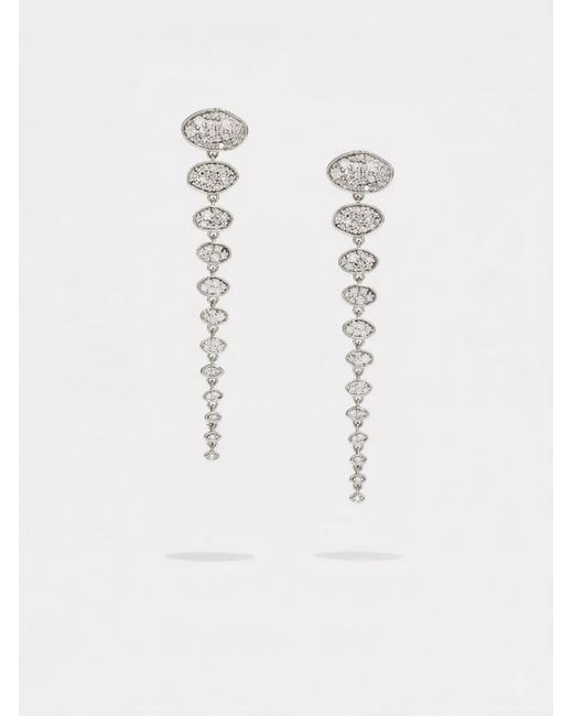 BY PARIAH White Long Cluster Diamond Earrings