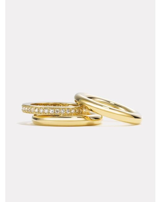 BY PARIAH Metallic Triple & Diamond Pinky Ring Stack