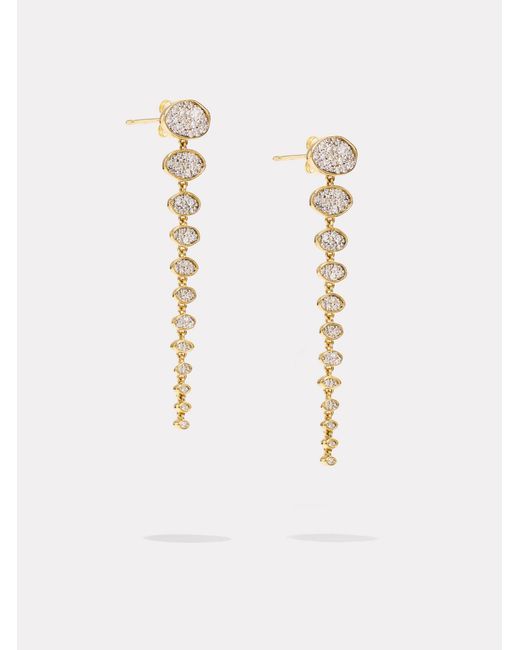 BY PARIAH White Long Diamond Cluster Drop Earrings