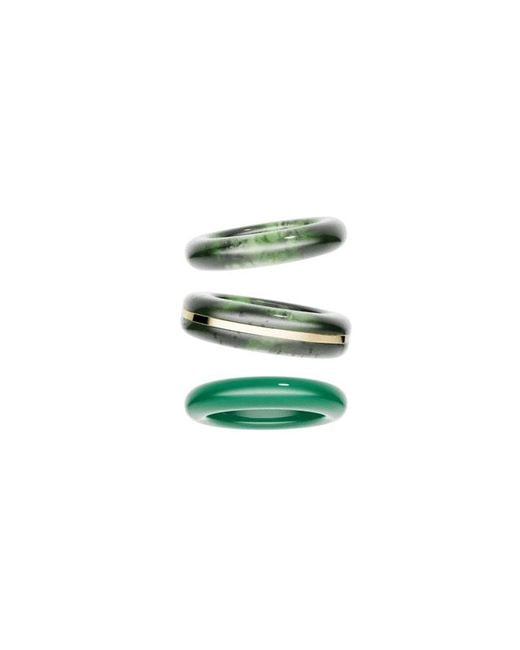BY PARIAH Green Custom Ring Stack