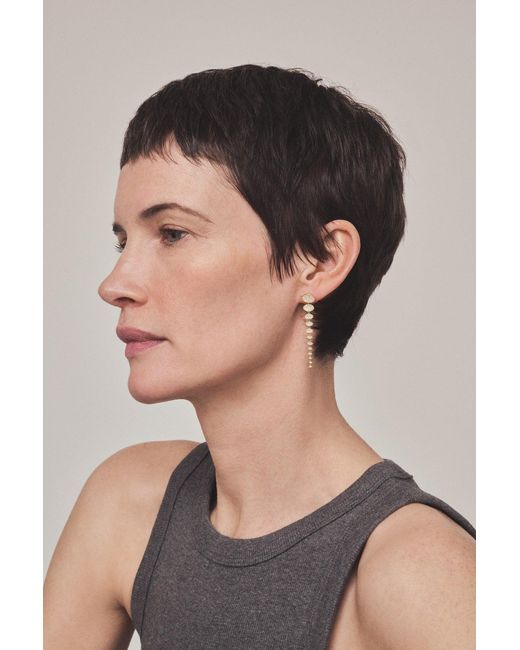 BY PARIAH White Long Diamond Cluster Drop Earrings