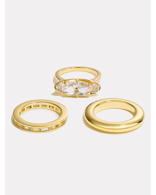 BY PARIAH Metallic Ellipse Prism Ring Stack