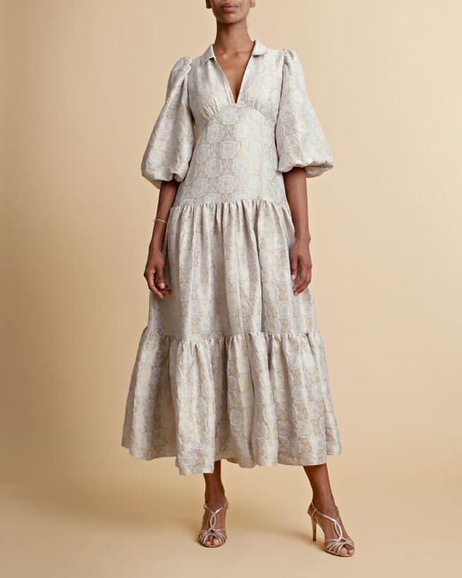byTiMo Brocade Midi Dress in Natural | Lyst