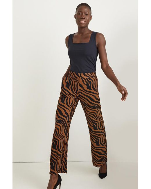 C A Pantalon high Waist palazzo in het Bruin Lyst BE