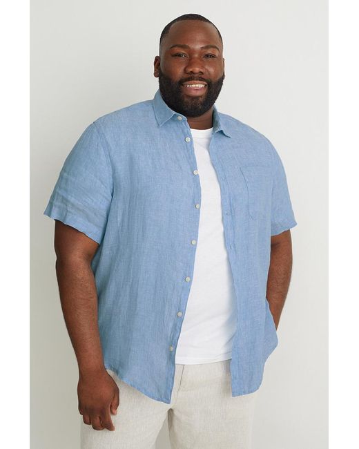 C&A Linnen Overhemd-regular Fit-kent in het Blauw voor heren | Lyst BE