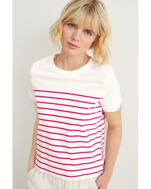 Camiseta-de rayas de C&A de color Rosa | Lyst