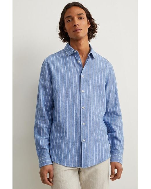 Babosa de mar Comercial Arbitraje Camisa-regular fit-kent-mezcla de lino-de rayas C&A de hombre de color Azul  | Lyst