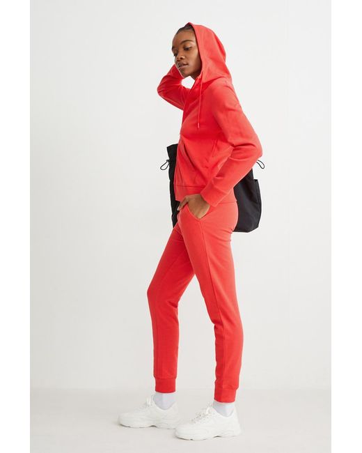 C\u0026A Basic-joggingbroek-biokatoen in het Rood | Lyst NL