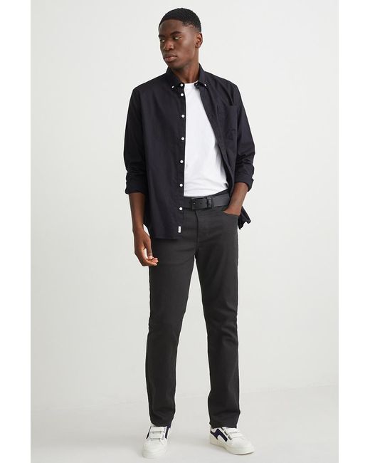 ca�� Straight Jeans-lycra®-met Gerecycled Katoen in het Black voor heren