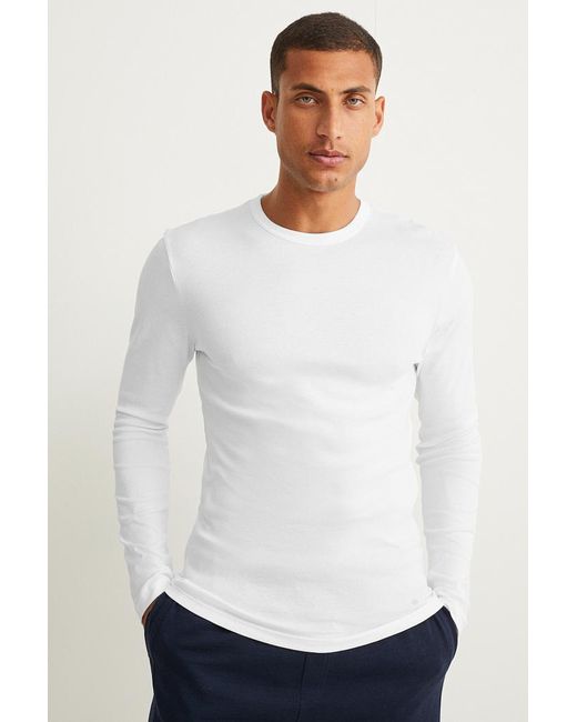 Camiseta de manga larga C&A de hombre de color Blanco | Lyst