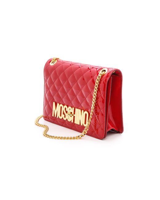 Moschino Patent Leather Shoulder Bag - Red