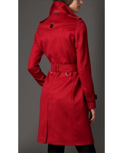 Burberry Cashmere Trench Coat in Red Lyst