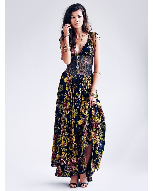 Free People Womens Fp One Wisteria Maxi Dress in Navy (Blue) | Lyst