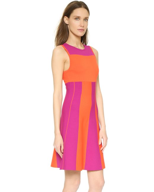 Purple color block dress sales