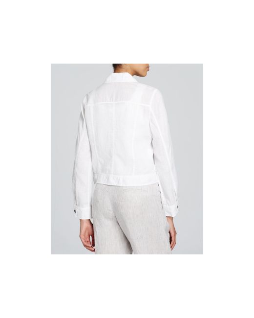 Eileen Fisher Linen Jean Jacket in White | Lyst